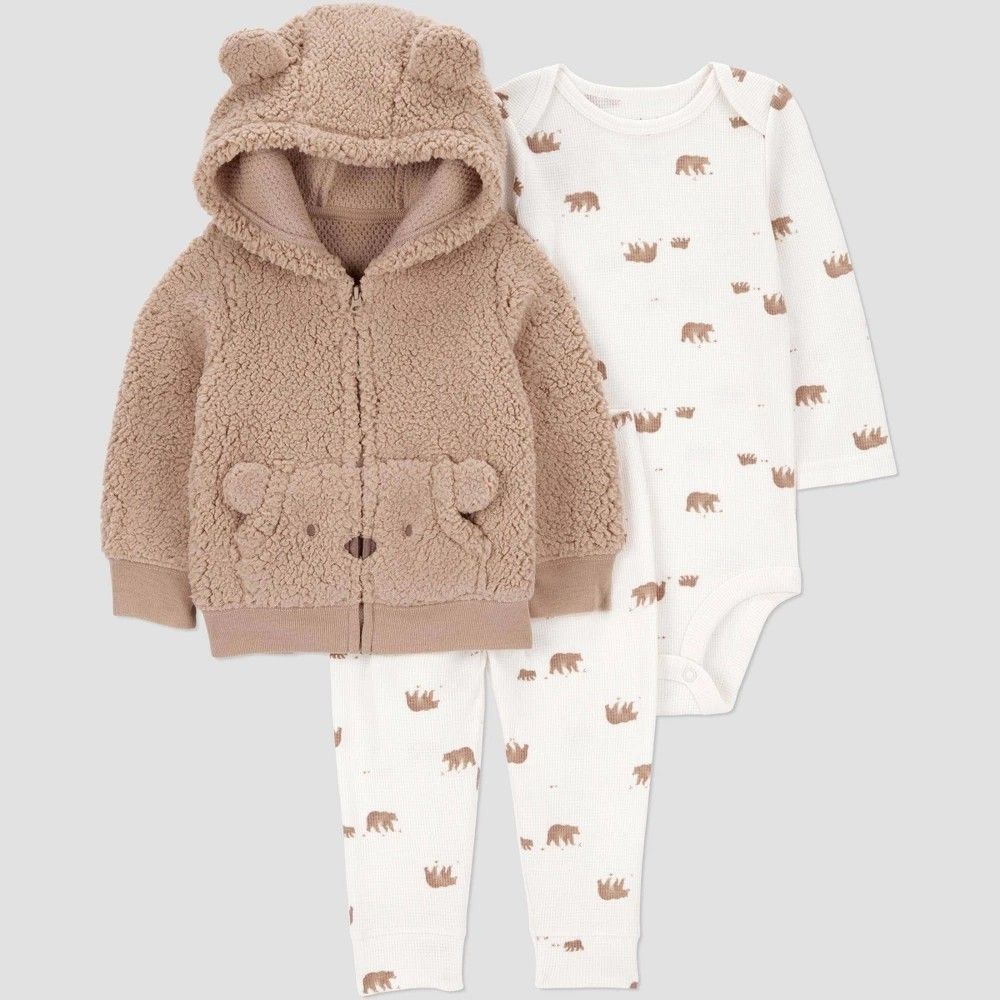 18 M Carter's Just One You® Baby Boys' 3pc Thermal Bear Sweatshirt & Pants Set